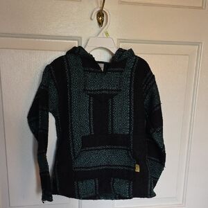 Molina Black and Teal Baja Pullover  Hoodie, Kids Small